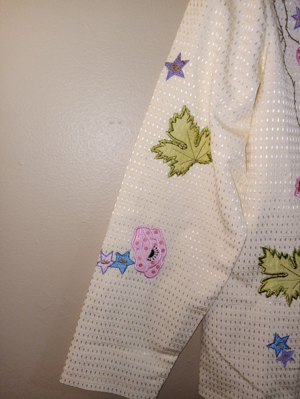 Ivory Floral Embroidered Button-Front Jacket - Picture 3 of 7